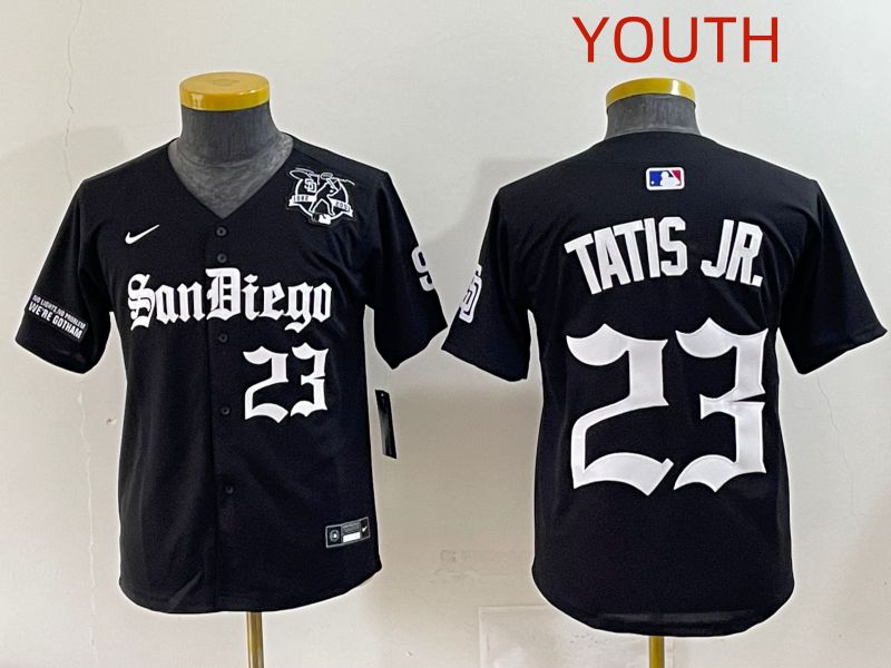 Youth 2025 San Diego Padres #23 Tatis jr Black Five generations Joint Name Nike MLB Jersey style 11->youth mlb jersey->Youth Jersey